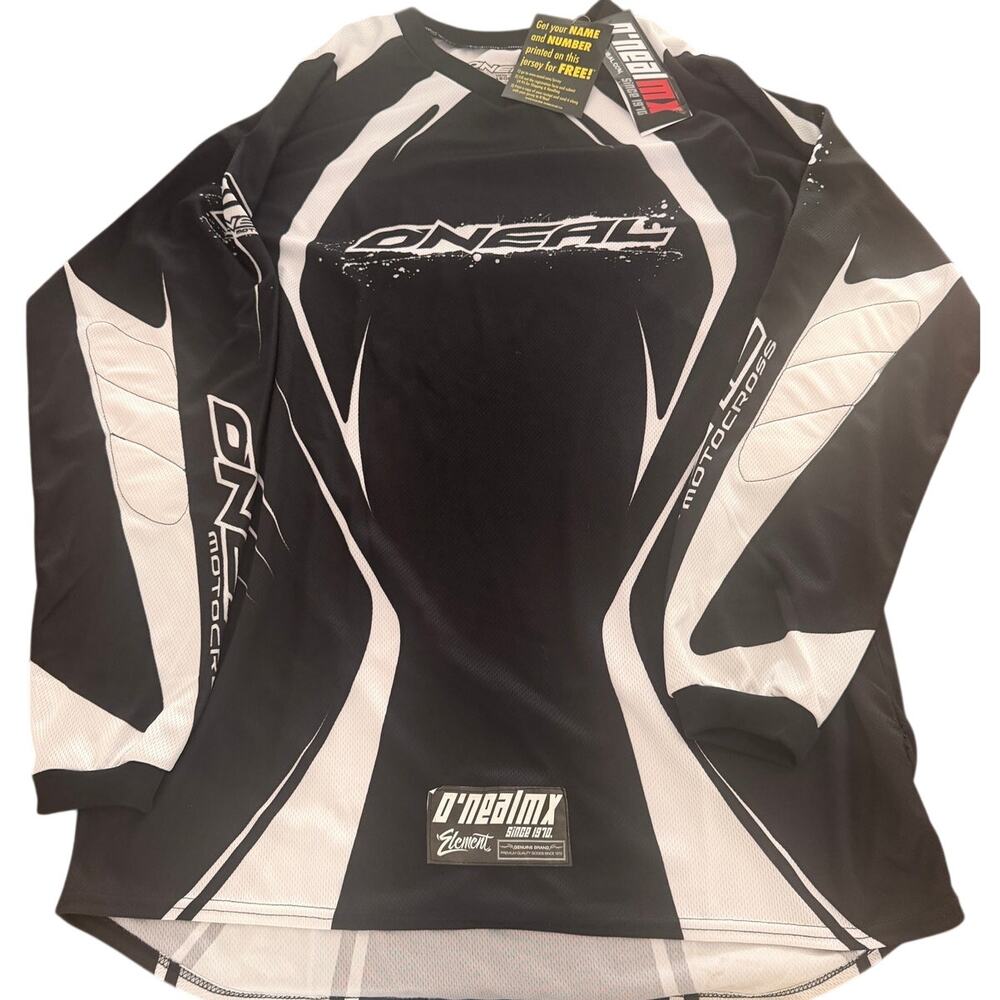 O'Neal Element MX Motocross Jersey Mens Large Black White Off Road Dirt Bike NWT
